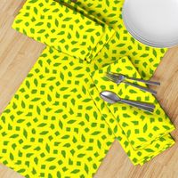 Large - Wonky Polka Blobs in Limey Olive Green on Yellow