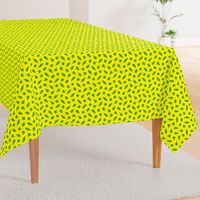 Large - Wonky Polka Blobs in Limey Olive Green on Yellow