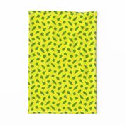 Large - Wonky Polka Blobs in Limey Olive Green on Yellow