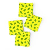 Large - Wonky Polka Blobs in Limey Olive Green on Yellow