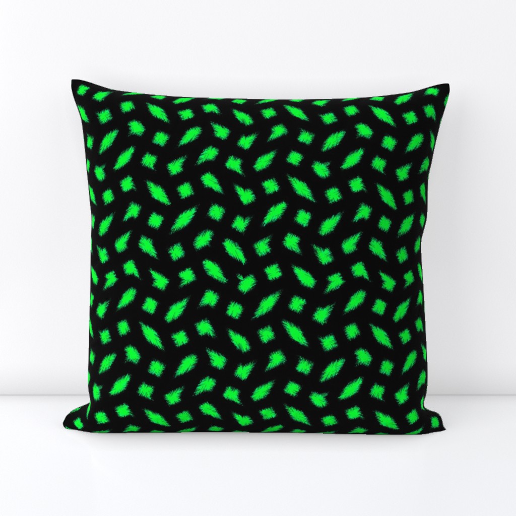 Large - Wonky Polka Blobs in Vivacious Spring  Green on Black