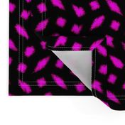 Wonky Fringed Polka Blobs - Pink on Black