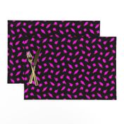 Wonky Fringed Polka Blobs - Pink on Black