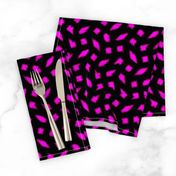 Wonky Fringed Polka Blobs - Pink on Black