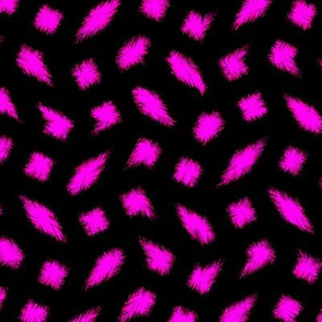 Wonky Fringed Polka Blobs - Pink on Black