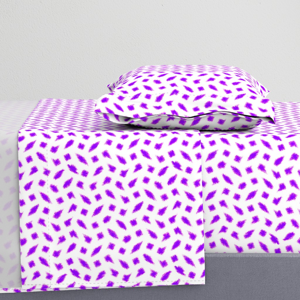 Wonky Fringed Polka Blobs - Pink and Purple on White