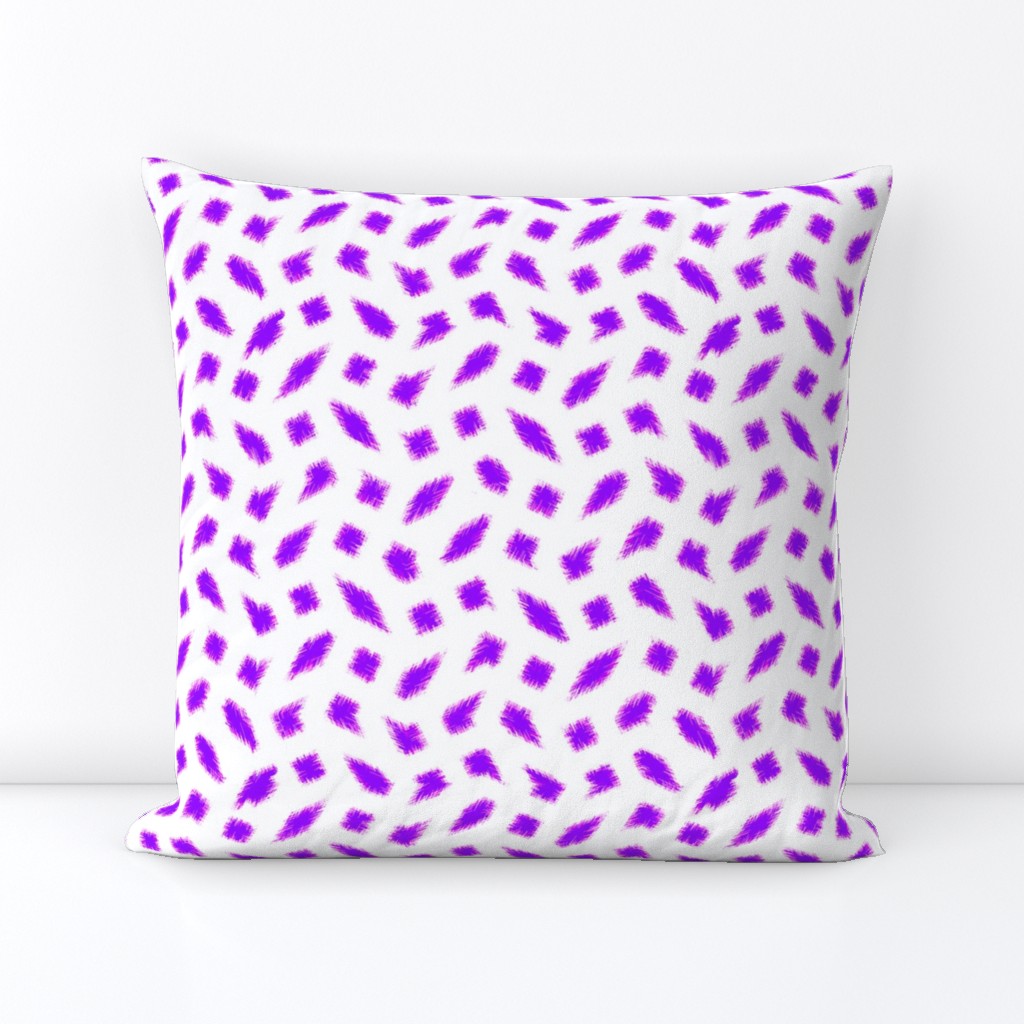 Wonky Fringed Polka Blobs - Pink and Purple on White