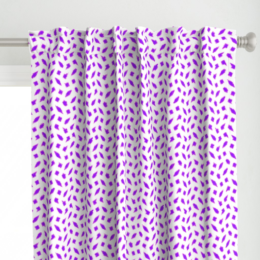 Wonky Fringed Polka Blobs - Pink and Purple on White