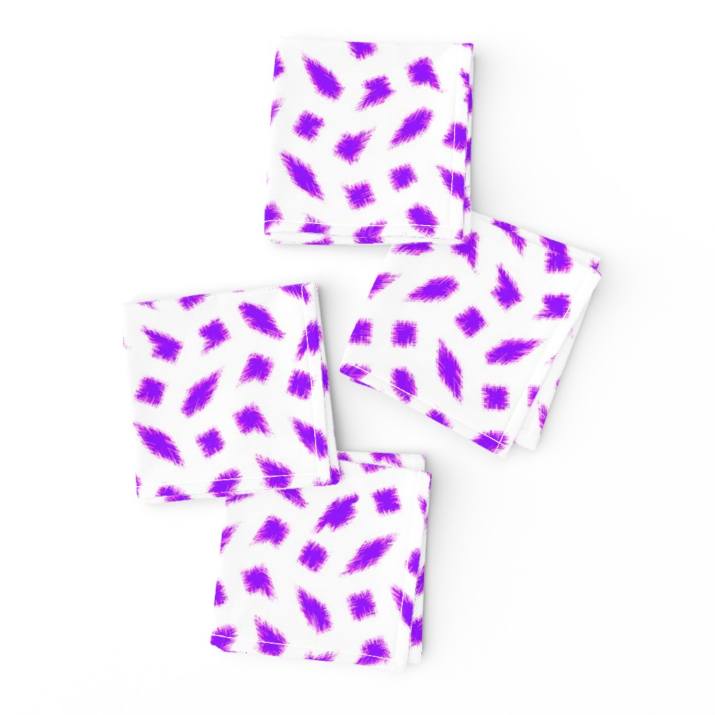 Wonky Fringed Polka Blobs - Pink and Purple on White