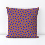 Wonky Fringed Polka Blobs - Blue on Brown