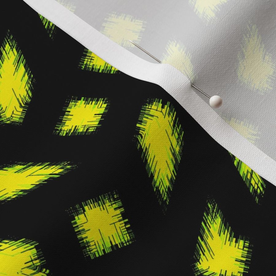 Wonky Fringed Polka Blobs - Yellow on Black