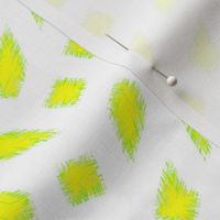 Wonky Fringed Polka Blobs - Yellow and Lime Green on White
