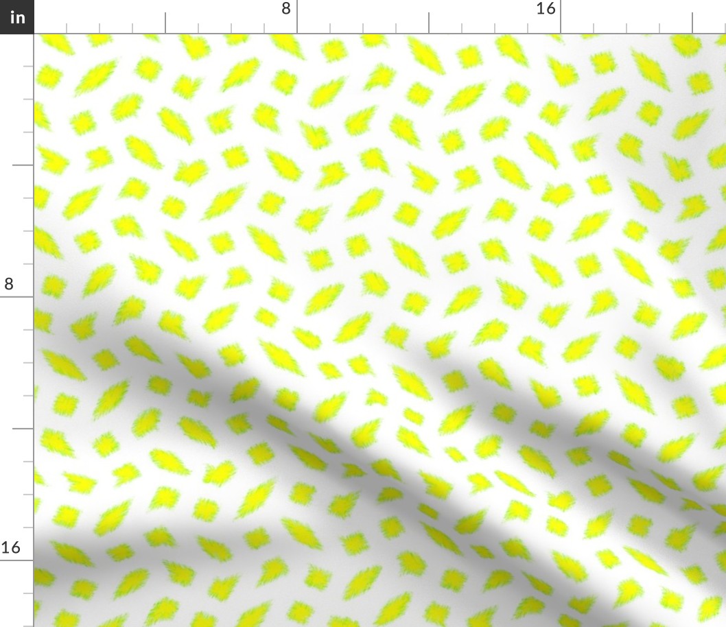 Wonky Fringed Polka Blobs - Yellow and Lime Green on White