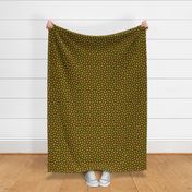 Wonky Fringed Polka Blobs - Lime Sizzle on Rusty Brown