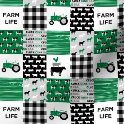 (1.5" small scale) farm life - wholecloth green and black - woodgrain C19BS