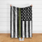 2 yard cut (54" width) minky panel  - American Flag - Thin green line