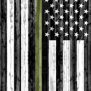 2 yard cut (54" width) minky panel  - American Flag - Thin green line