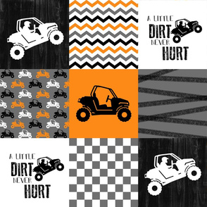 SxS//A little dirt never hurt/Orange - Wholecloth Cheater Quilt