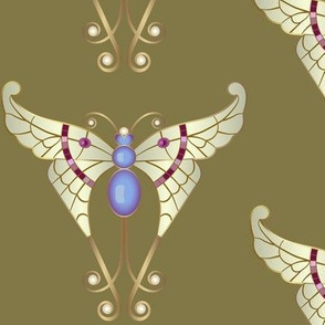 Bejeweled Butterfly: Khaki Green