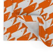 Sharkstooth Sharks Pattern Repeat in White and Orange