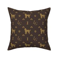 Louis Luxury Goldendoodle Dog Pattern on Brown