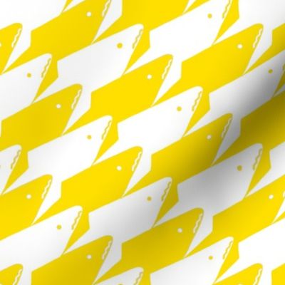 Sharkstooth Sharks Pattern Repeat in White and Yellow