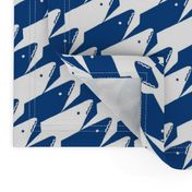Sharkstooth Sharks Pattern Repeat in White and Blue