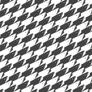 Sharkstooth Sharks Pattern Repeat in White and Grey