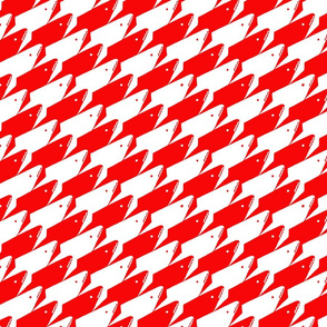 Sharkstooth Sharks Pattern Repeat in White and Red