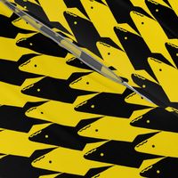 Sharkstooth Sharks Pattern Repeat in Black and Yellow