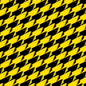 Sharkstooth Sharks Pattern Repeat in Black and Yellow