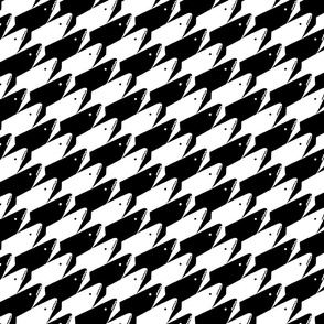 Sharkstooth Sharks Pattern Repeat in Black and White