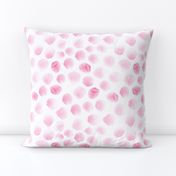 Tender watercolor pink spots for baby girl's nursery || polka dot painted pattern