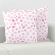 Tender watercolor pink spots for baby girl's nursery || polka dot painted pattern