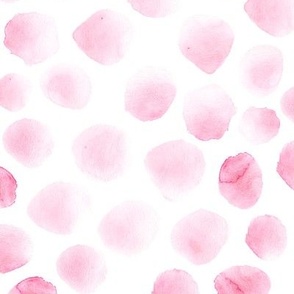 Tender watercolor pink spots for baby girl's nursery || polka dot painted pattern