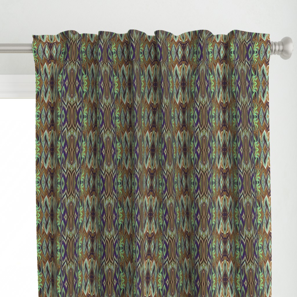 DGD25 - XL - Rococo Digital Dalliance with Hidden Gargoyles in Green, Brown and Purple