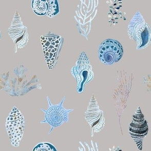 Sea Shells and Coral // Light Gray
