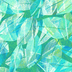Tropical Abstract Leaves Teal 150