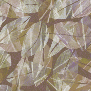 Tropical Abstract Leaves Taupe 150