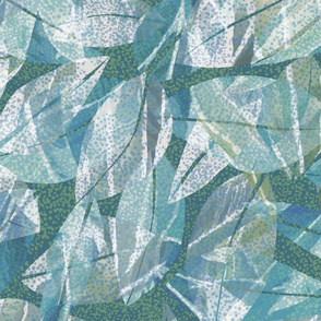 Tropical Abstract Leaves Slate 150