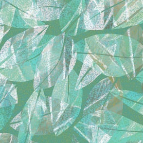 Tropical Abstract Leaves Mint 150