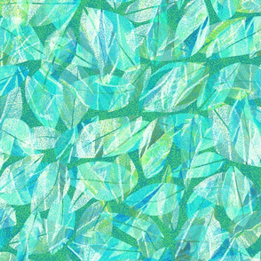 Tropical Abstract Leaves Teal 300