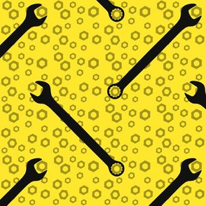 Combination Wrenches & Nuts on Yellow