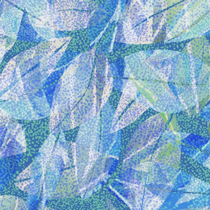 Tropical Abstract Leaves Blue 150