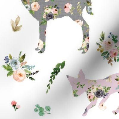 patchwork floral woodland animals