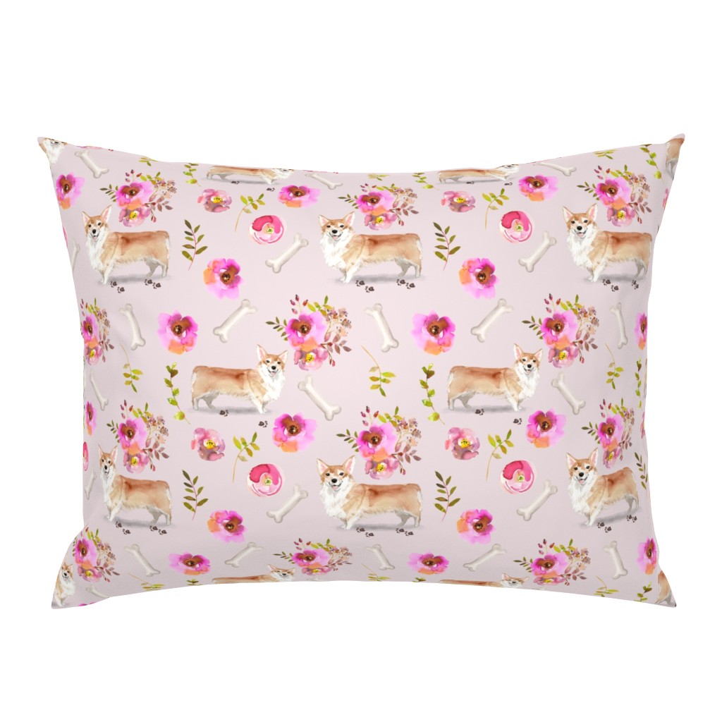 9" corgi florals pet dog welsh corgi pembroke corgi flowers girls nursery pastel pink vintage spring florals dog