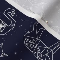 constellations // origami geometric animal astronomy stars night sky navy blue kids nursery baby print