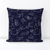 constellations // origami geometric animal astronomy stars night sky navy blue kids nursery baby print