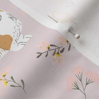 9" corgi floral fabric - dog fabric, corgi fabric, pet fabric, corgi fun fabric - pink