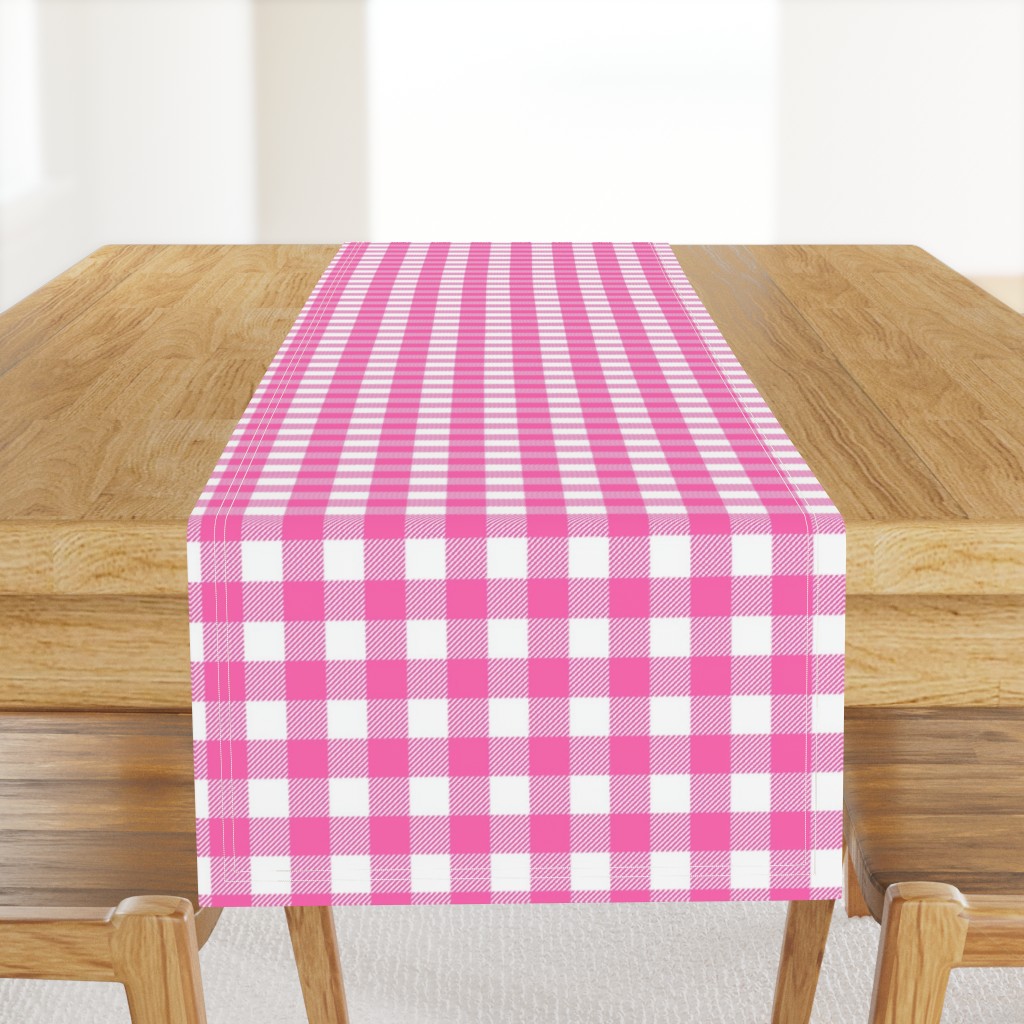 1" hot pink and white buffalo plaid - pink and white plaid, pink plaid, pink tartan, tartan, buffalo check - girls plaid - pink and white